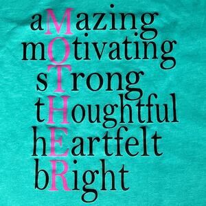 Bella Canvas MOTHER Tee Shirt Top Short Sleeve Crew Neck Turquoise Small